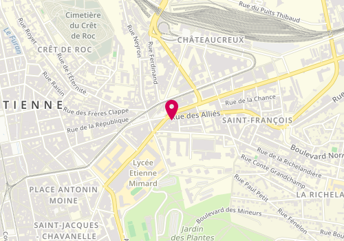 Plan de Psychologue Clinicienne St-Etienne ALAO-FARY Alexandrine, 6 Rue des Alliés, 42100 Saint-Étienne