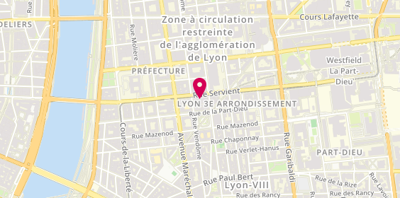 Plan de Amandine LACROIX - Psychologue Psychothérapeute, 56 Rue Servient, 69003 Lyon
