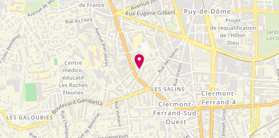 Plan de Fabrice MARFAING - Psychologue TCC pour adultes et adolescents, 22 Rue de la Rochefoucault, 63000 Clermont-Ferrand