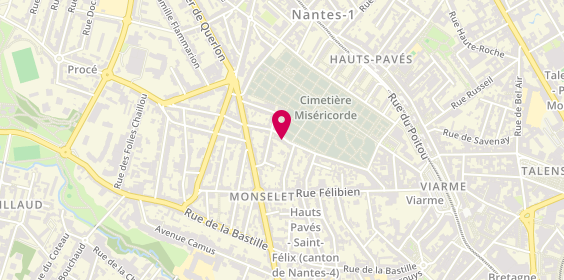 Plan de BARET Juliette - Neuropsychologue, 47 Rue de Miséricorde, 44000 Nantes