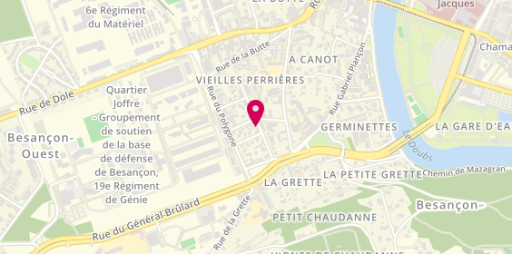 Plan de Psychologue Perrard Doussot, 13 Rue Alfred Sancey, 25000 Besançon