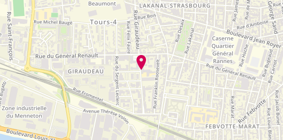 Plan de Elodie COUDRET - Neuropsychologue à Tours, 238 Rue Giraudeau, 37000 Tours