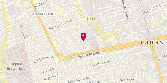 Plan de Aurore GANDOIN - Hypnose Psychologue Tours centre, 59 Rue Jules Charpentier, 37000 Tours