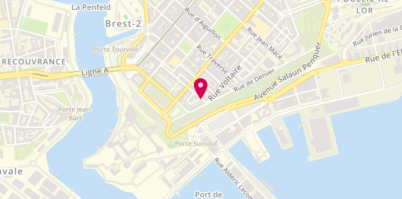 Plan de Christelle BAUSSON Psychologue Brest, 2 Rue Monge, 29200 Brest