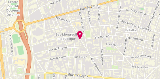 Plan de CUDELOU Marie-Line, Psychologue Clinicienne, 70 Rue Voltaire, 93100 Montreuil