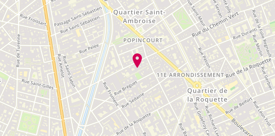 Plan de Julie LEBEUF Psychologue Clinicienne Psychothérapeute Hypnothérapeute, 46 Rue du Chemin Vert, 75011 Paris
