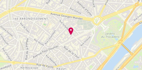 Plan de Aurélia TISNE psychologue clinicienne hypnothérapeute, 23 Rue Scheffer, 75016 Paris