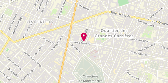 Plan de Françoise HUET - Psychologue - Adultes et adolescents - PARIS, 152 Rue Lamarck, 75018 Paris